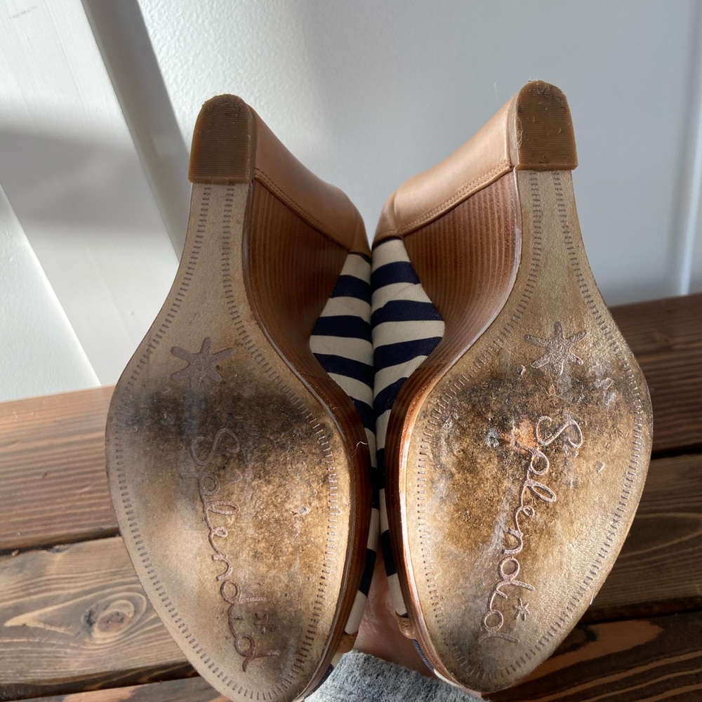 Splendid Striped Nautical Wedge Peep Toe Pump - Picture 7 of 8
